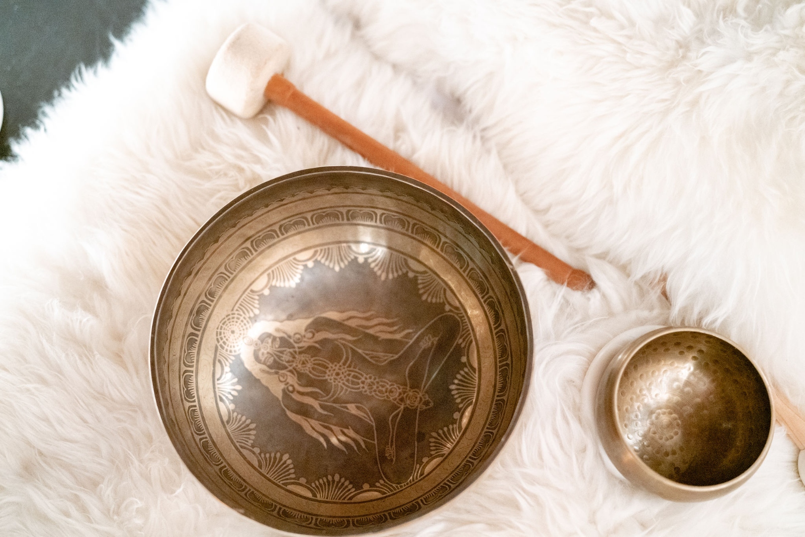 Holding a Tibetan singing bowl